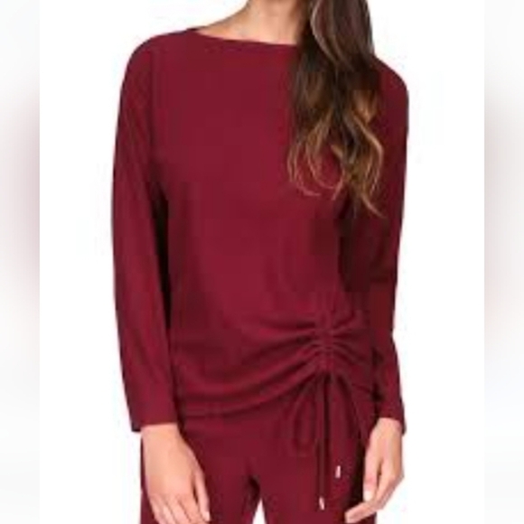 Michael Kors Ruched Hem Boat Neck Top - Picture 1 of 6